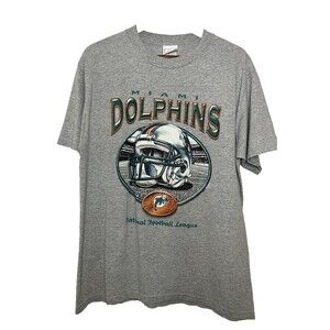 Vintage Miami Dolphins NFL Short Sleeve TShirt Mens Large Gray Short Sleeve 90s
